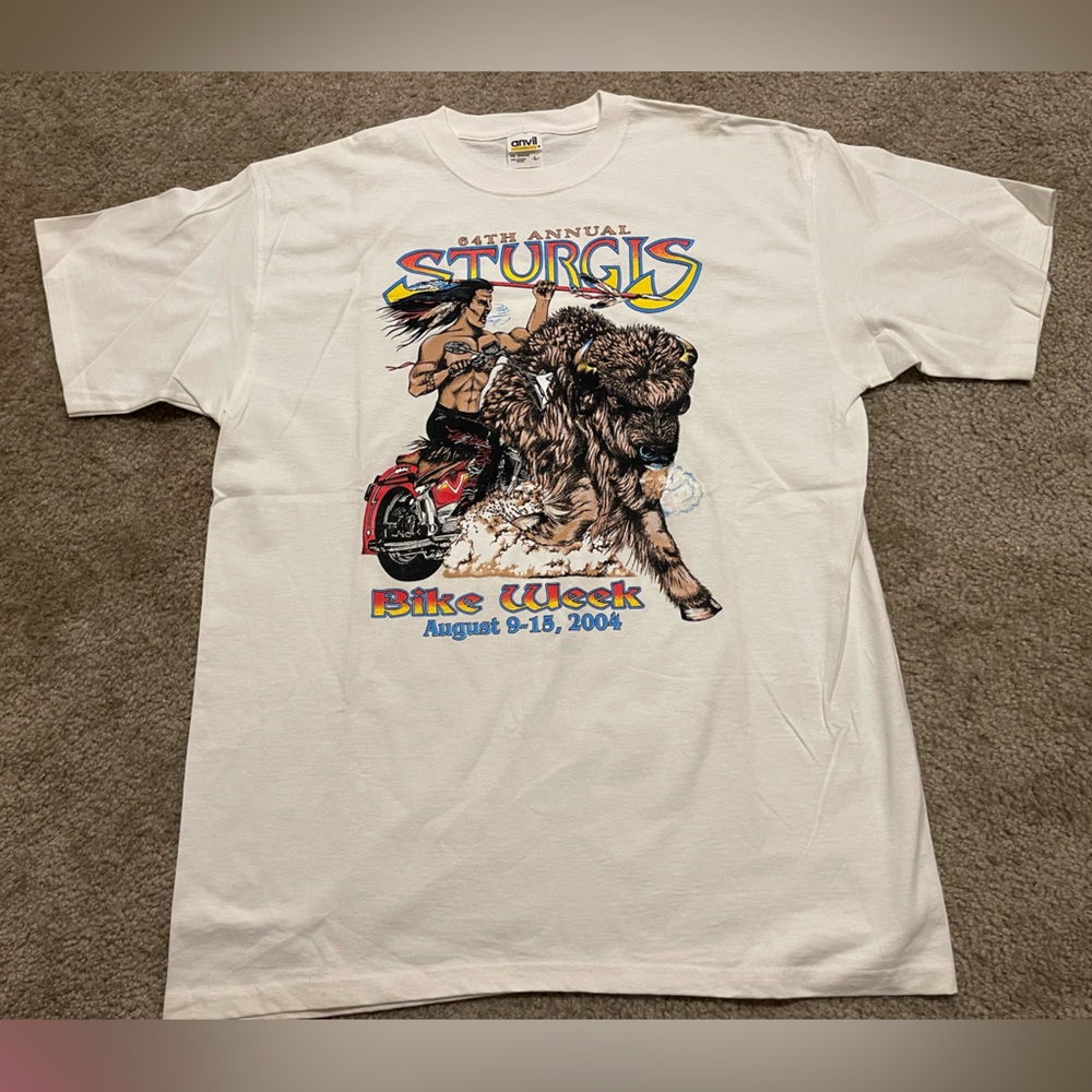 NWOT Men's Y2K 2004 Sturgis Motorcycle Bike Week South Dakota T-Shirt Size L